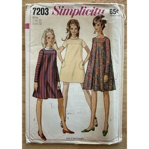 Simplicity Pattern 7203 Misses' Dress In 2-Lengths The "Tent" Dress Size 12 UC